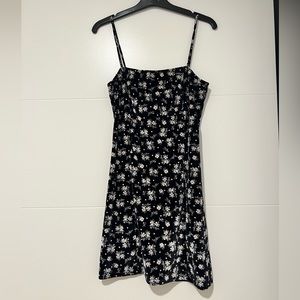 Reformation Black Floral spaghetti velvet dress